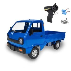 Dodoore WPL D12 1/10 Scale RC Kei Truck Drift Remote Control Car 2 4GHz All Terrain Off Road Pickup Truck Crawler with Brushed Motor LED Headlights 2 Batteries RTR for Adults Blue