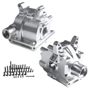 GTBRacing CNC Aluminum Gearbox Diff Gear Case the Best RC Car Hauler Bag for Losi 5ive t Front and Rear Upgrade Parts Silver
