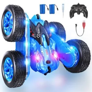 CoziBB Remote Control Car with Long Lasting Car Battery RC Meaning 2 Hours Playtime 4WD 360° Flips Stunt RC Car Toys for Kids Blue