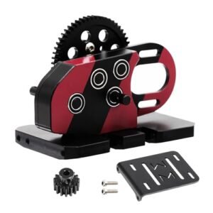 AMK Overdrive 30 Metal Differential Gearbox with POM Skid Plate for 1 10 Scale RC Camper LCG Transmission Compatible with Axial SCX10 Capra Element Gspeed and DIY Chassis Red