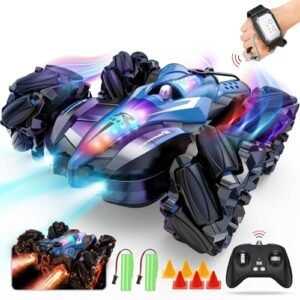 Kleikyerel RC Toyota Supra Drift Car 2.4GHz Remote Control Stunt Vehicle with 360° Rotation and LED Lights for Kids Ages 6 8 12 Blue