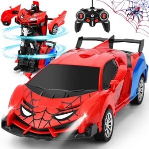 Vaofrean Hobby Bench RC Cars 2 in 1 Remote Control Car Robot Toy for Kids with 2.4GHz Controller Red