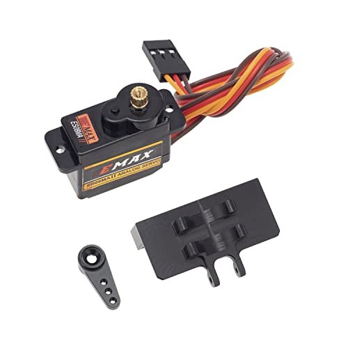 MEUS RACING SCX24 EMax ES08MA II Servo with Mount and 15T Arm for RC Helicopter Autorotation and Axial SCX24 Models