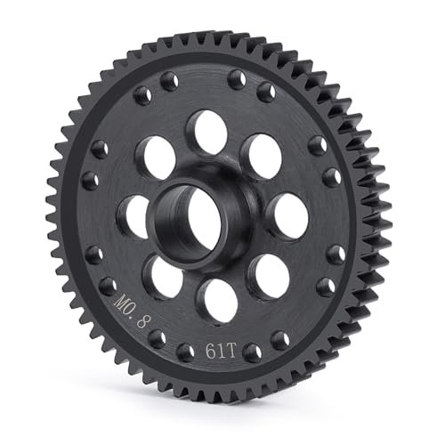 BRKRC Medium Carbon Steel Spur Gear 61T M0.8 32P Main Gear for Toyan RC Truck Arrma 1/10 Gorgon 4X2 Mega 550 Brushed Monster Truck RTR ARA3230 Upgrade Parts