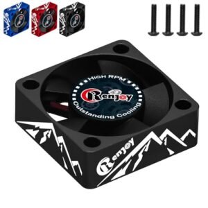 RCENJOY Aluminum Alloy RC Cooling Fan for Two Motor RC Car 1/8 1/10 1/12 1/14 1/16 540 550 F540 3650 3660 Motor Black