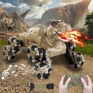 GEYUEYA RC Willey Home Decor 8WD Remote Control Dinosaur Cars with Spray Light Sound for Kids Ages 6 12