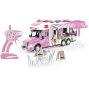 Leopmase RC Food Truck Remote Control Toy with Openable Doors and Awning for Kids Ages 3 4 5 6 7 8