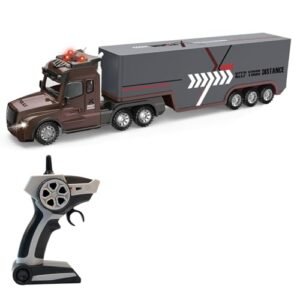 Leopmase RC Truck Semi 2.4Ghz Remote Control Engineering Tractor with Trailer Sound and Lights for Boys