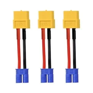 TMH 3 Pcs XT60 Female to EC2 Male Connector Adapter Plug with 16 AWG 5cm Silicone Wire for RC LiPO Battery FPV Drone