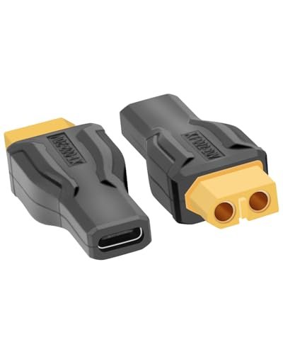 RIIEYOCA XT60 to Type C Connector 100W 20V 5A Adapter for 20v Dewalt RC Truck FPV Drone LiPo Battery Laptop Power Supplies 2pack