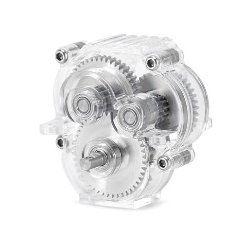 INJORA Acrylic Complete Transmission with Stainless Steel Gears for 1/18 RC Crawler TRX4M Upgrade