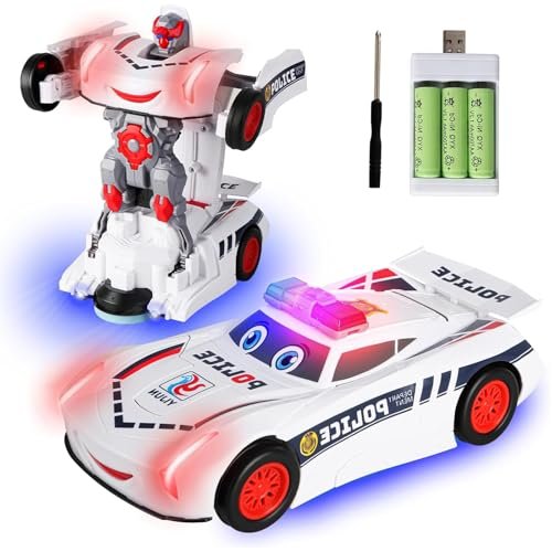 TransformaToys Electric Universal Deformation Police Car Toy with Flashing Lights for Kids