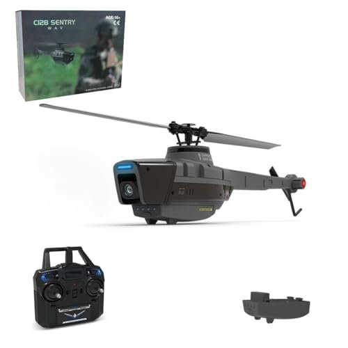 JOYFUNPLAY C128 Battle RC Helicopter Laser with Camera 2.4G Scout Drone 4CH Single Rotor Brushless Aircraft for Adults Beginners