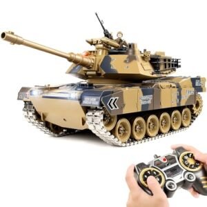 DBshoot 1 18 RC Tank with 12v LED RC Lights Metal Tracks US M1A2 Remote Control Tank 15 Channel Army with Smoke Sound BBS Water Bombs Recoil Force 60 Minutes Playing Time for Adults and Kids