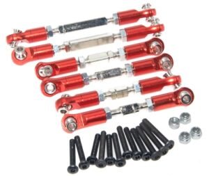 Arrma 1/8 Mojave Upgrade Turnbuckles Linkage Set Tie Rods RC Truck Mods ARA4404 Red Silver