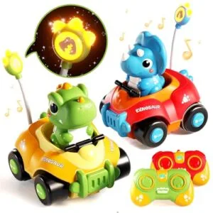 Jovow Blackzon RC Cars Dinosaur Remote Control Toy Set with LED Lights and Music for Kids Age 3 4 5 6 Years Old