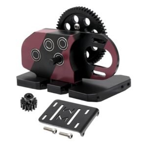 AMK 1/10 RC Differential Gearbox 2Low Transmission with Skid Plate for SCX10 II LCG Chassis Kit Red Black