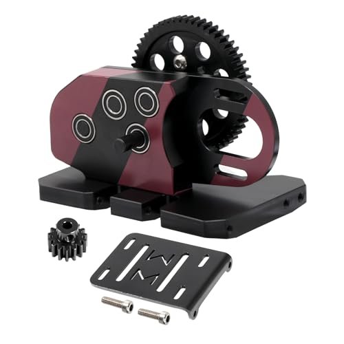 AMK 1/10 RC Differential Gearbox 2Low Transmission with Skid Plate for SCX10 II LCG Chassis Kit Red Black