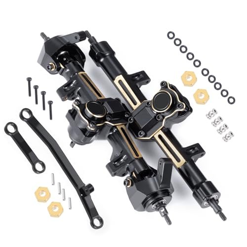 QUE T Metal Front Rear Axles Set for 1/24 Scale RC Crawler Competition SCX24 Gladiator Deadbolt JLU C10 Axial Upgrade
