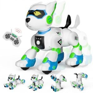 WeFone Murfdogg RC Robot Dog Interactive Smart Programmable Toy for Kids with Voice Control Remote Green
