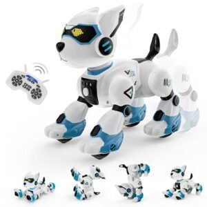 WeFone Orca RC Robot Dog Interactive Smart Programmable Toy for Kids with Voice Control Remote Music Imitation Animals Blue