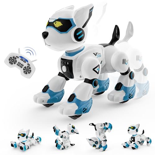 WeFone Orca RC Robot Dog Interactive Smart Programmable Toy for Kids with Voice Control Remote Music Imitation Animals Blue