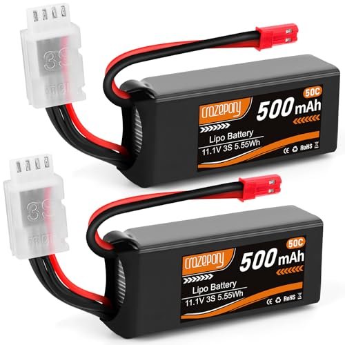 Crazepony 3S Lipo Battery 500mAh 50C 11.1V with JST Connector for 30cc Gas RC Truck and RC Models