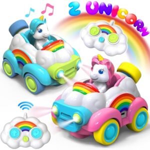 Carsky Toddler Remote Control Car 2 Pack RC Cars with LED Lights and Music for Ages 2 3 4 5 Year Old Girls Birthday Gift