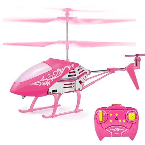 Pink RC Helicopter Toy for Girls 8 14 Years Old 2.4GHz 3.5 Channel Easiest to Fly RC Helicopter with LED Light Indoor Drone Gift