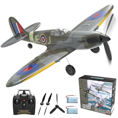 Eachine Spitfire RC Plane GLUISEUR Remote Control Aircraft with 3 Modes for Easy U Turns and Control Blue