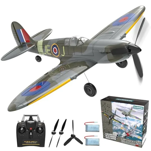 Eachine Spitfire RC Plane GLUISEUR Remote Control Aircraft with 3 Modes for Easy U Turns and Control Blue