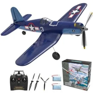 GLUISEUR RC Airplane with Smoke System 4 Channel Remote Control Ready to Fly Upgrade F4U Corsair for Beginners Adults