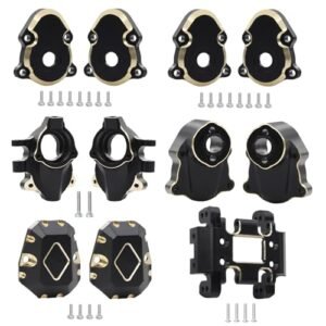 FACCNOY Black Coated Brass Skid Plate Steering Knuckle Front Rear Outer Inner Portal Housing Diff Cover for Redcat Ascent 18 RC Crawler Upgrade