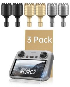 LKTOP 6 Pack RC/RC2 Screen Protector+Joysticks for DJI RC/RC 2 Controller Accessories, HD Tempered Glass Film Controller Sticks for DJI Mini 4 Pro/Mini 3 Pro/Mini 3, Mavic 3 Series, Air 3, Air 2S