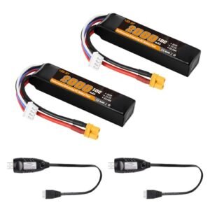 VICMILE 2000mAh 11.1V Lipo Battery 50C High Discharge Rate with XT30 Plug for RC Warship Guns 2PCS