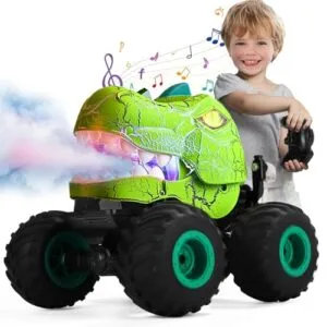 GEVINST 32cc RC Truck Dinosaur Toy with Light Spray and Music Remote Control Off Road Monster Truck for Kids Ages 3 4 5 7 and Up