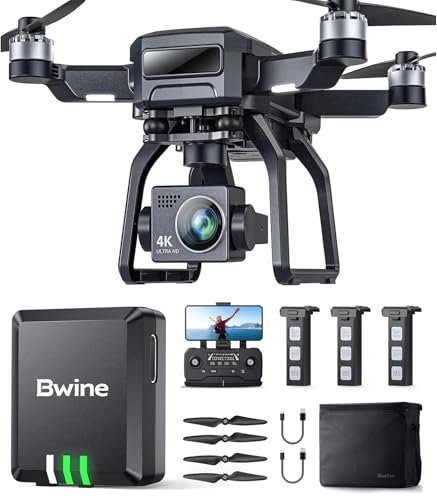 Bwine GPS 3 Axis Gimbal 4k Drone with Camera for Adults Beginners B112 Remote ID Module for Drone FAA Regulation GPS Tracking