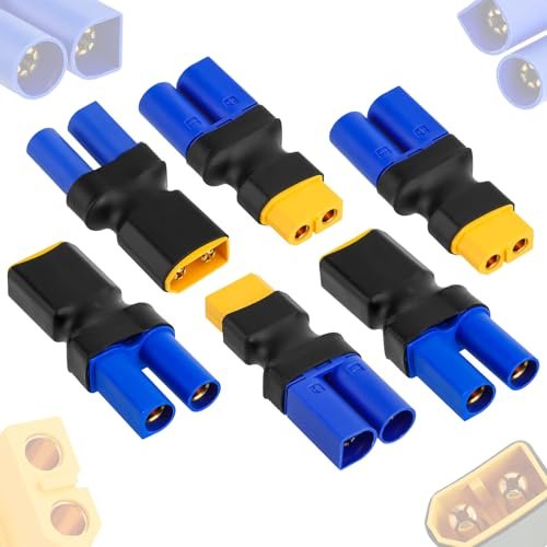 JUZUXI 6 Pcs XT60 to EC5 Male Female Connector Adapter for RC LiPo Battery Including R and RC Wires on Thermostat