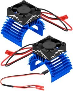 RcarmubWow RC Alloy Aluminium 30MM 28000RPM Brushless Motor Heat Sink with Cooling Fan for 1/8 1/10 RC Car 540 550 F540 3650 3660 Motor Perfect to Bind RC Car 2pcs Black