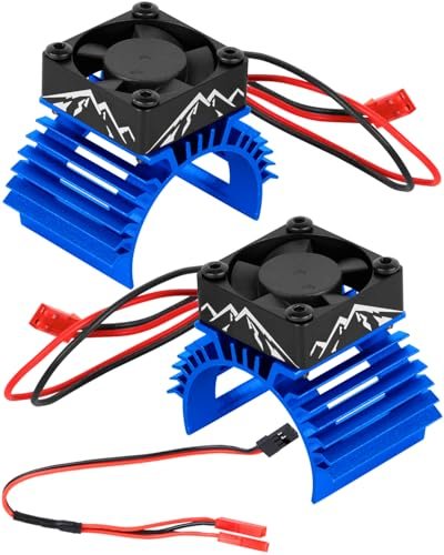 RcarmubWow RC Alloy Aluminium 30MM 28000RPM Brushless Motor Heat Sink with Cooling Fan for 1/8 1/10 RC Car 540 550 F540 3650 3660 Motor Perfect to Bind RC Car 2pcs Black