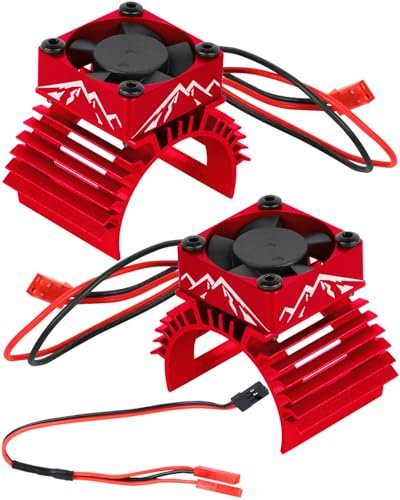 RcarmubWow RC Alloy Aluminium 30MM 28000RPM Brushless Motor Heat Sink with 4.8 8.4V Cooling Fan for BFGoodrich RC Car 1/8 1/10 540 550 F540 3650 3660 Motor 2pcs Red