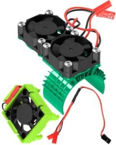 RCHuiWow LRP RC ESC Cooling Fan Heat Sink with Dual Fan for 1 10 Slash Rustler Stampede 4x4 VXL 4WD High Velocity Green