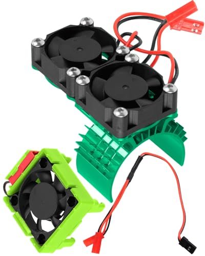 RCHuiWow LRP RC ESC Cooling Fan Heat Sink with Dual Fan for 1/10 Slash Rustler Stampede 4x4 VXL 4WD High Velocity Green