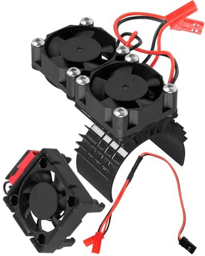 RCHuiWow RC VXL 3s ESC Cooling Fan Heat Sink with Dual Fan for 1/10 Slash Rustler Stampede 4x4 VXL 4WD High Velocity Fan Heatsink Hops Up Black Understanding ESC RC Meaning
