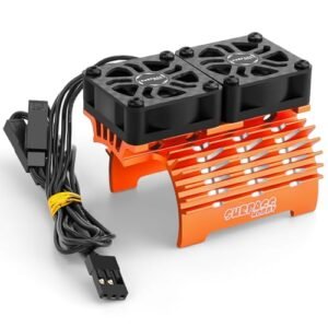 JUZUXI Powerful Brushless RC Motor Dual 30mm Cooling Fans with Metal Heatsink for 1/8 Scale RC Cars 4068 4076 4082 4092 Motors 27000RPM Orange