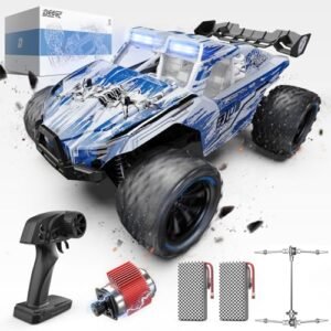 DEERC 1 14 Scale RC Monster Truck Fast 40KPH High Speed Off Road 4WD Remote Control Car with 2 Li ion Batteries for Kids and Adults