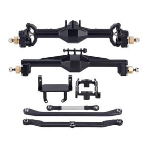 TRX4M Axles 109.6g Aluminum CNC Front Rear Complete 10mm Widen Portal Axles with Lay Down Servo Mount Links for 1/18 RC Crawler Car Upgrades Black Perfect for RC Plane Designs