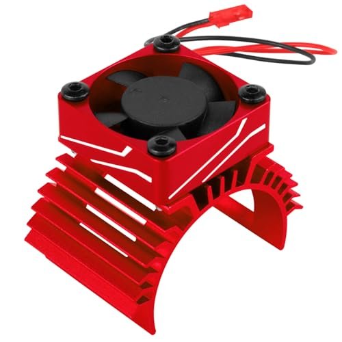 BRCatWPark HPC RC Car Brushless Motor Heat Sink with 28000RPM Cooling Fan for 1/8 1/10 RC Cars 540 550 F540 3650 3660 Motors Aluminum Alloy Red