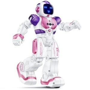 Ruko 6088 Dancing Robot with Free RC Airplane Games APP Control Remote Gesture Sensing for Kids 3 4 5 6 Years Pink Purple