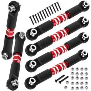 BRCatWPark 6pcs Aluminum Turnbuckles Camber Links Upgrade for Arrma RC Truck 1/10 Granite 3S BLX Mega550 Senton Vorteks Red Alloy Adjustable Hop Up Parts
